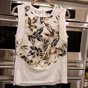 JCrew cotton leaf print top